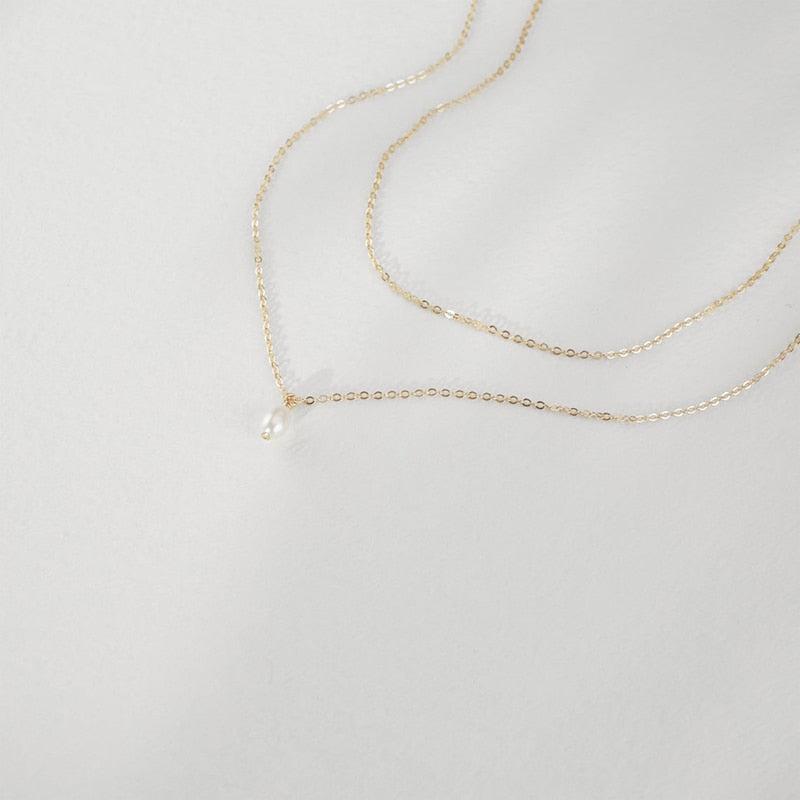 Sophie Double Layered Pearl Pendant Necklace-Necklace-Katalio
