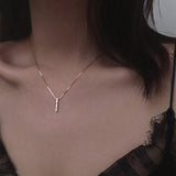 Dainty Zirconia Bar Necklace-Necklace-Katalio