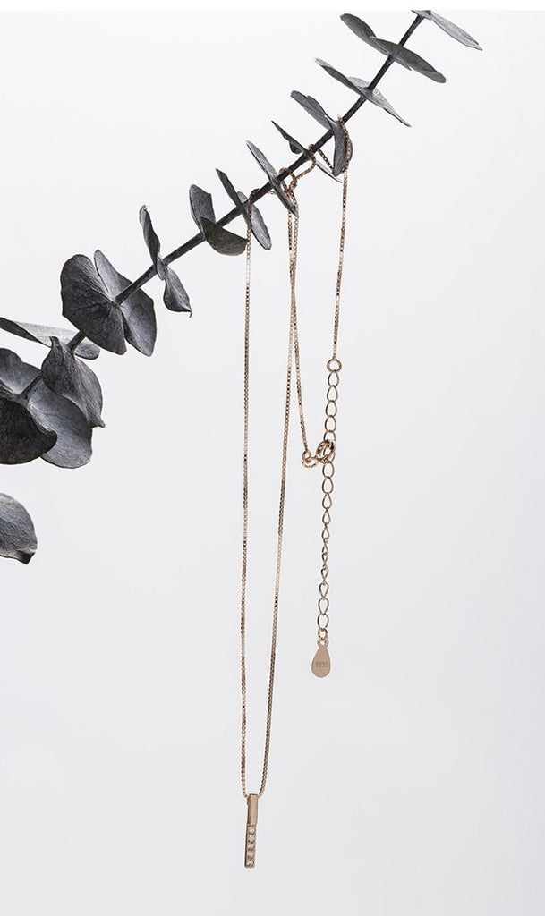 Dainty Zirconia Bar Necklace-Necklace-Katalio