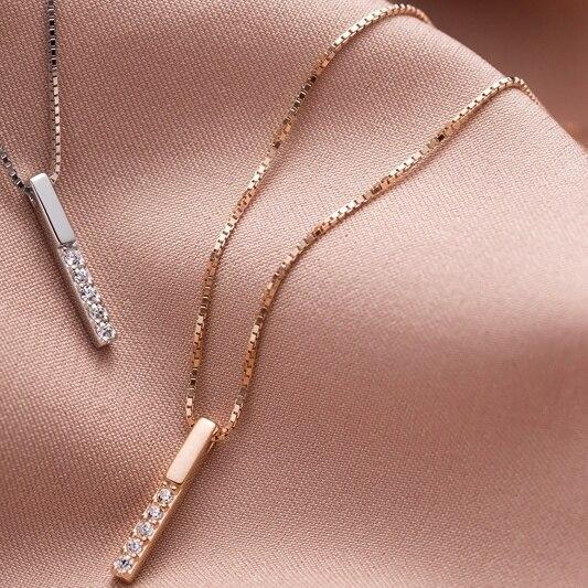 Dainty Zirconia Bar Necklace-Necklace-Katalio