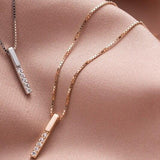 Dainty Zirconia Bar Necklace-Necklace-Katalio