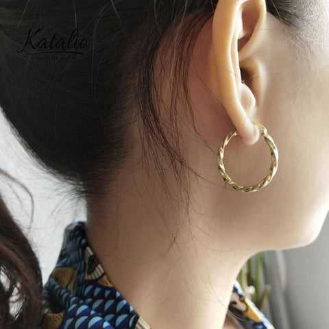 Weaved Hoop Earrings-Earrings-Katalio