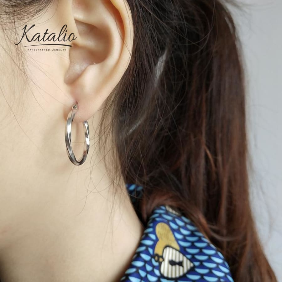 Weaved Hoop Earrings-Earrings-Katalio