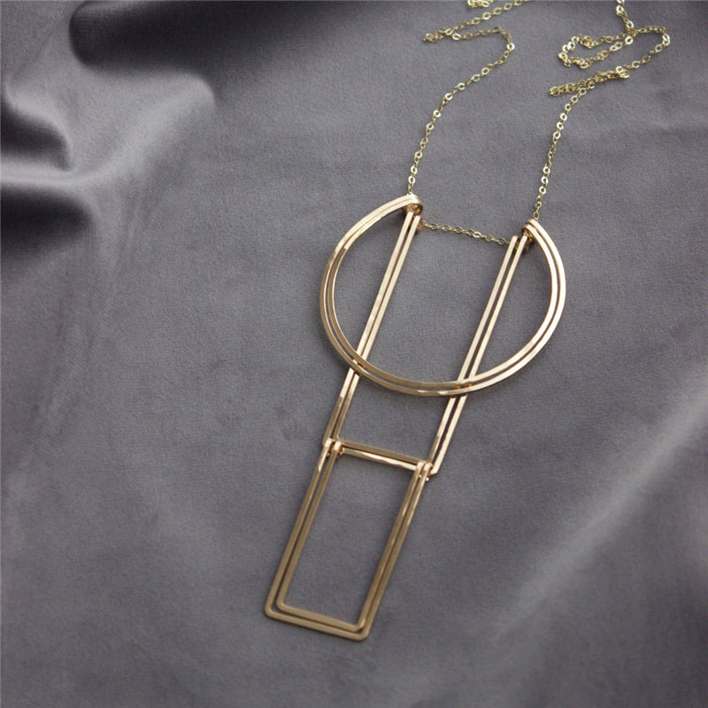 Modern Geometric Deco Necklace-Necklace-Katalio