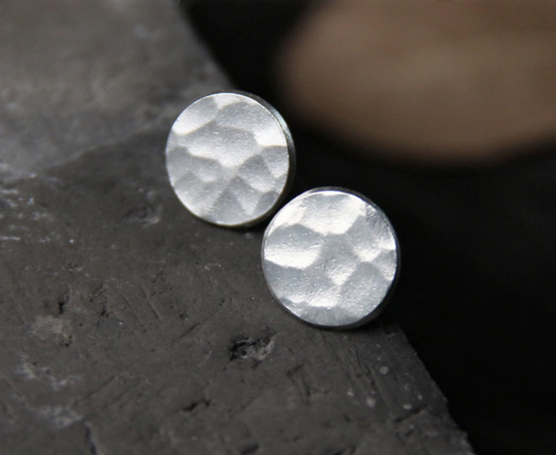 Hammered Circle Studs-Earrings-Katalio
