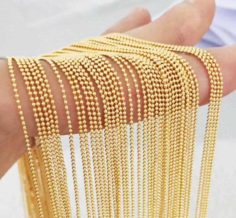 Classic 1mm Beaded Chain Necklace-Chain Necklace-Katalio