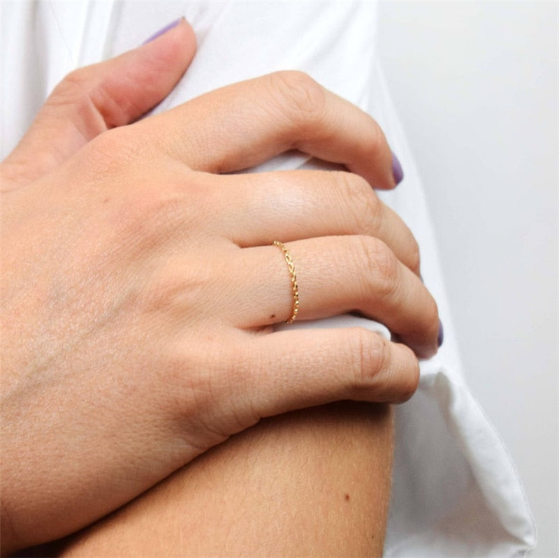 Dainty Chain Stacking Ring-Ring-Katalio