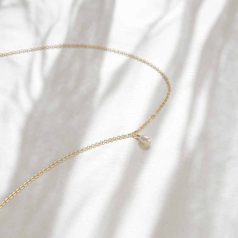 Petite Pearl Pendant Necklace-Necklace-Katalio