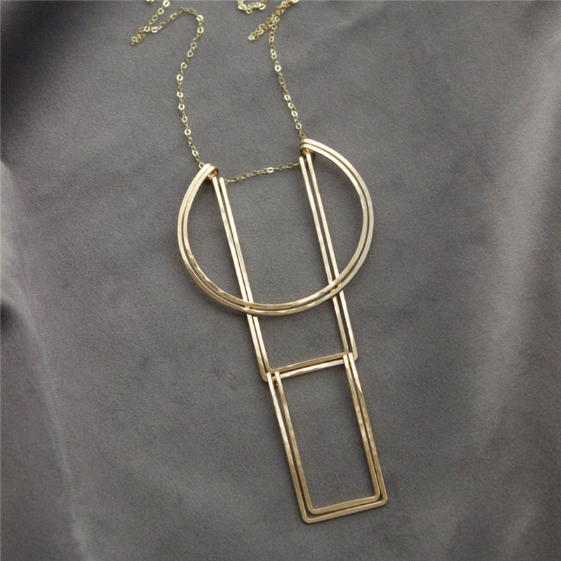 Modern Geometric Deco Necklace-Necklace-Katalio