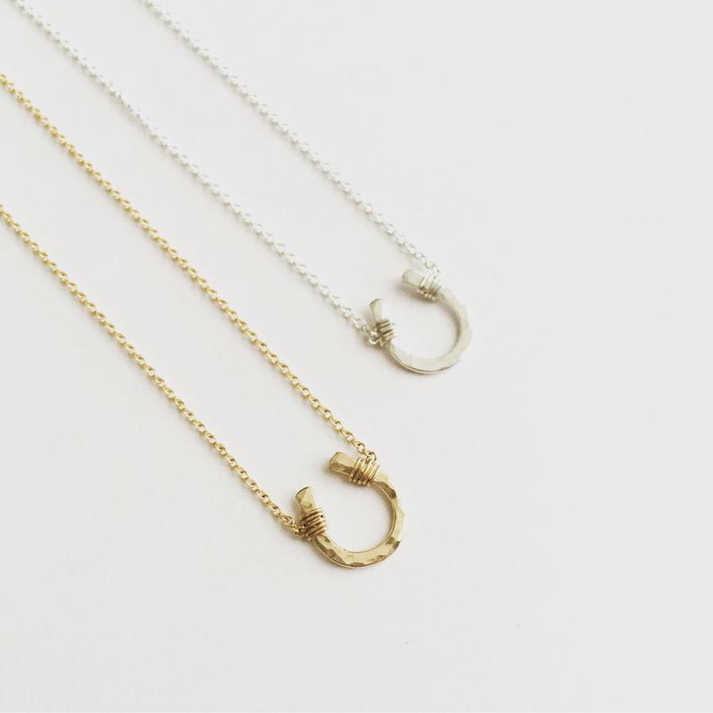 Hammered Horseshoe Necklace-Necklace-Katalio