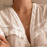 Pearl Drop Circle Pendant Necklace-Necklace-Katalio