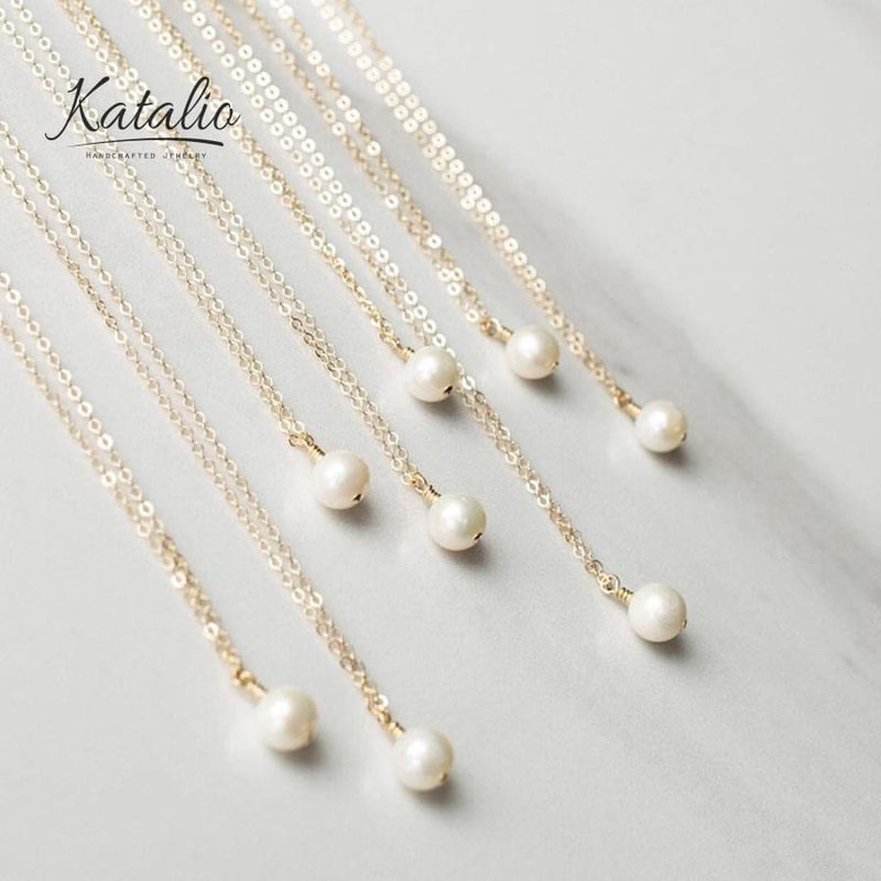 Solitaire Pearl Pendant Necklace-Necklace-Katalio