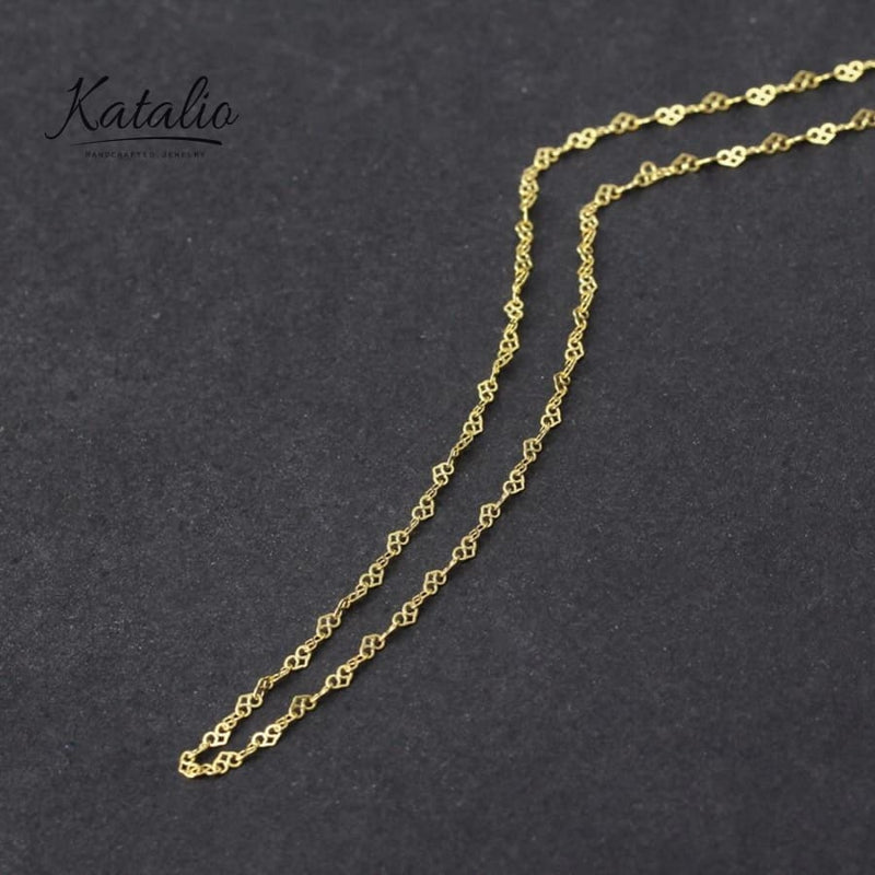 Geometric Hearts Chain Necklace-Necklace-Katalio