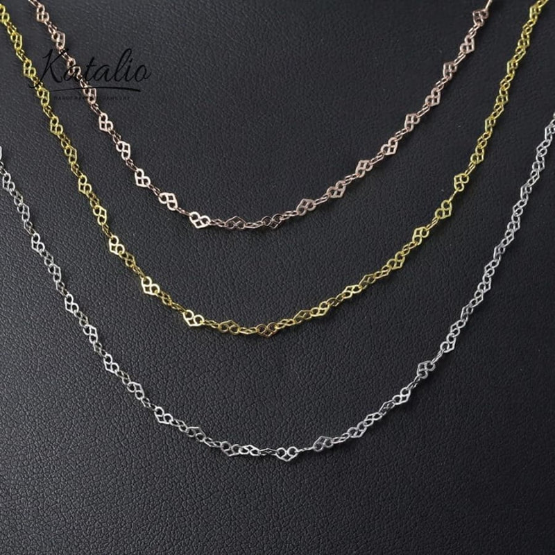 Geometric Hearts Chain Necklace-Necklace-Katalio