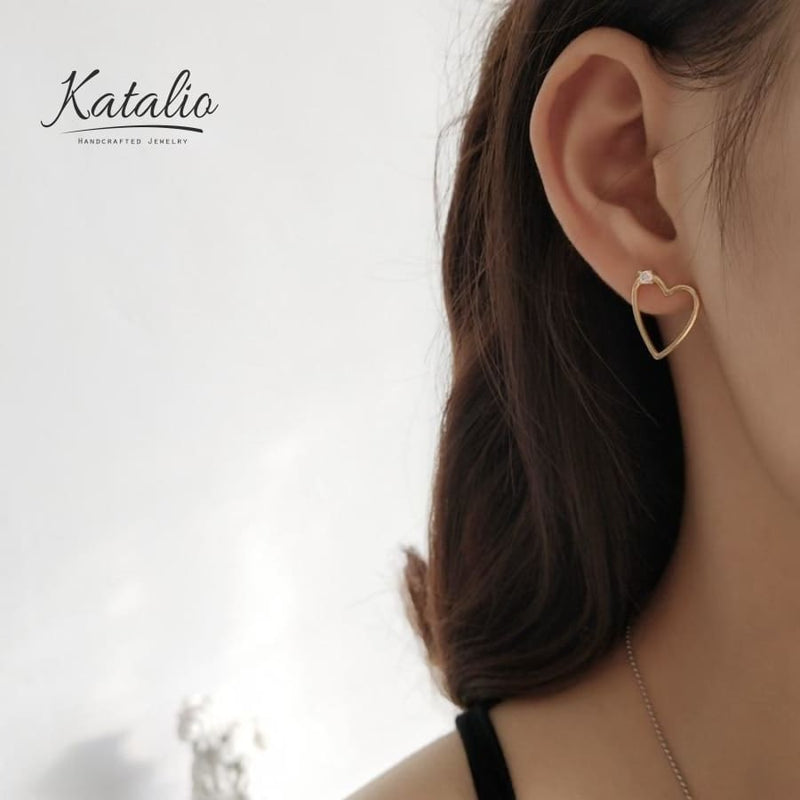 Golden Heart Studs-Katalio