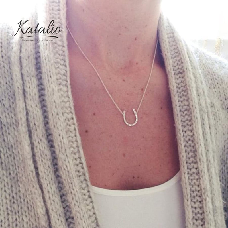 Hammered Horseshoe Necklace-Necklace-Katalio