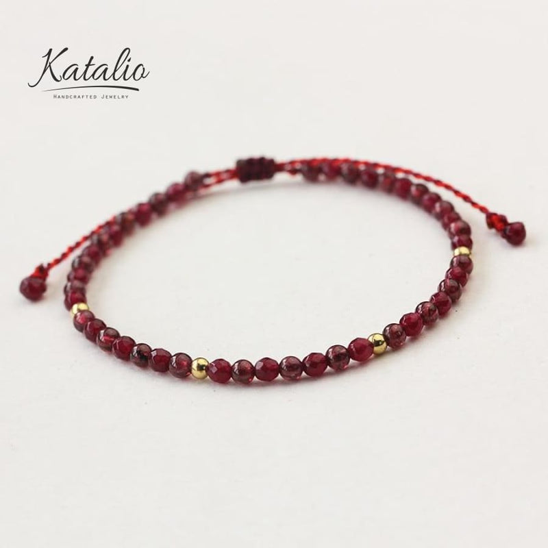 Natural Garnet Beaded Bracelet-Bracelet-Katalio