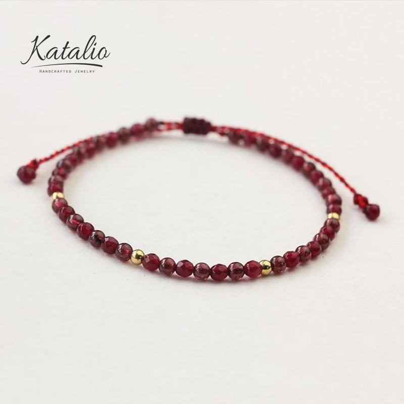 Natural Garnet Beaded Bracelet-Bracelet-Katalio