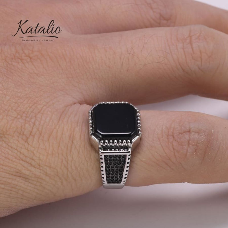 Onyx Shield Ring-Men's Ring-Katalio