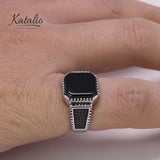 Onyx Shield Ring-Men's Ring-Katalio