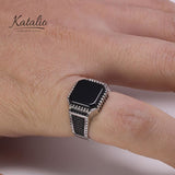 Onyx Shield Ring-Men's Ring-Katalio