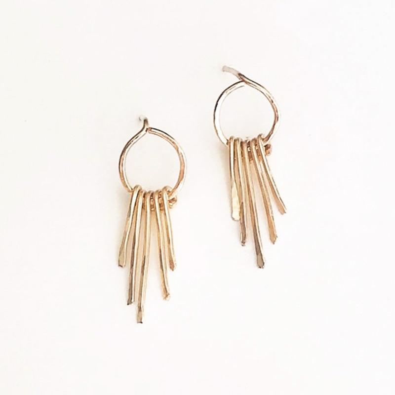 Hammered Fringe Studs-Earrings-Katalio