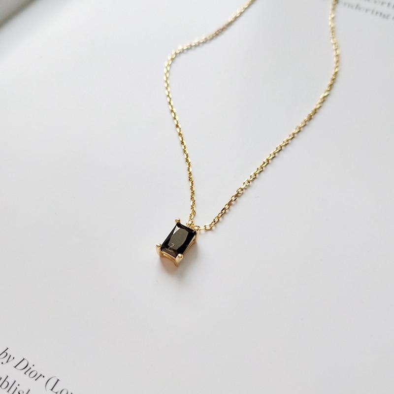 Black Zircon Square Necklace-Necklace-Katalio